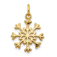 10K Yellow Gold Solid Polished Snowflake Charm view 1