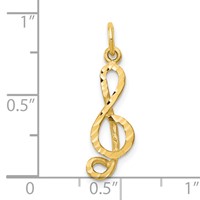 10K Yellow Gold Medium Solid Treble Clef Charm view 3