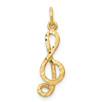 10K Yellow Gold Medium Solid Treble Clef Charm view 1