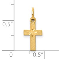 10K Small Satin Diamond-cut Cross Charm view 3