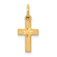 10K Small Satin Diamond-cut Cross Charm view 1