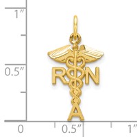 10K Yellow Gold Solid Registered Nurse RN Charm view 3