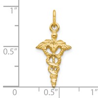 10K Solid Caduceus Charm view 3