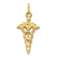 10K Solid Caduceus Charm view 1