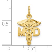 10K Yellow Gold Solid Doctor of Medicine MD Charm view 3