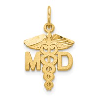 10K Yellow Gold Solid Doctor of Medicine MD Charm view 1