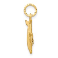10K Yellow Gold 3-D Solid Satin Diamond-cut Airplane Charm view 2