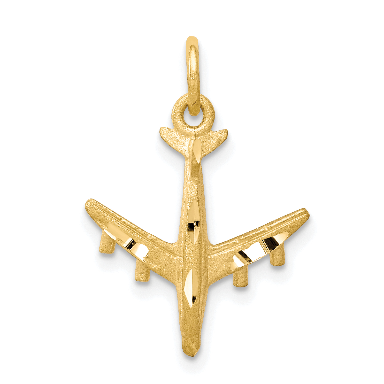 10k Solid Satin Airplane Charm (10C748)