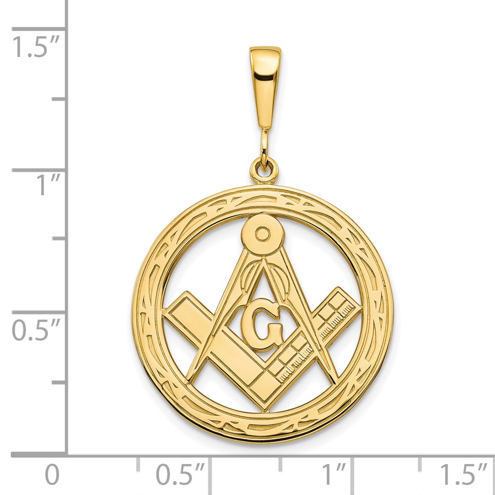 10k Polished and Textured Masonic Symbol Pendant (10C750)