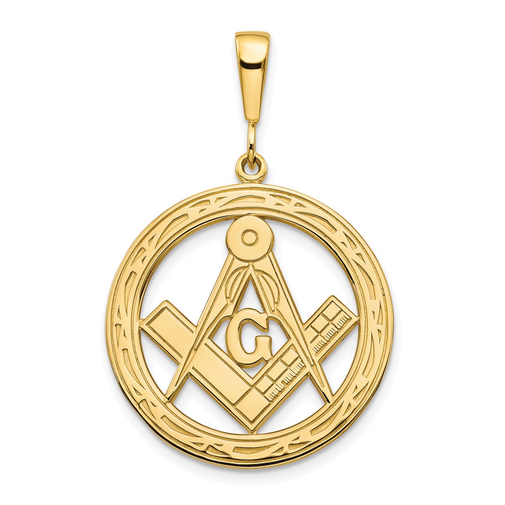 10k Polished and Textured Masonic Symbol Pendant (10C750)