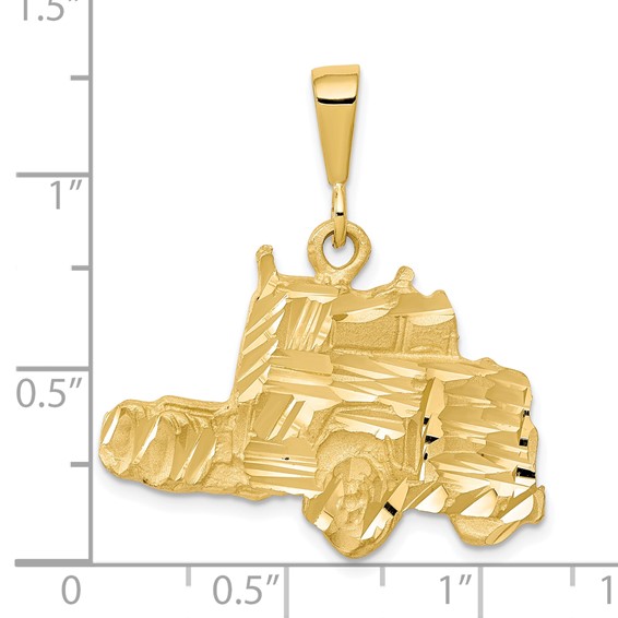 10k Solid Diamond-cut Semi Truck Charm