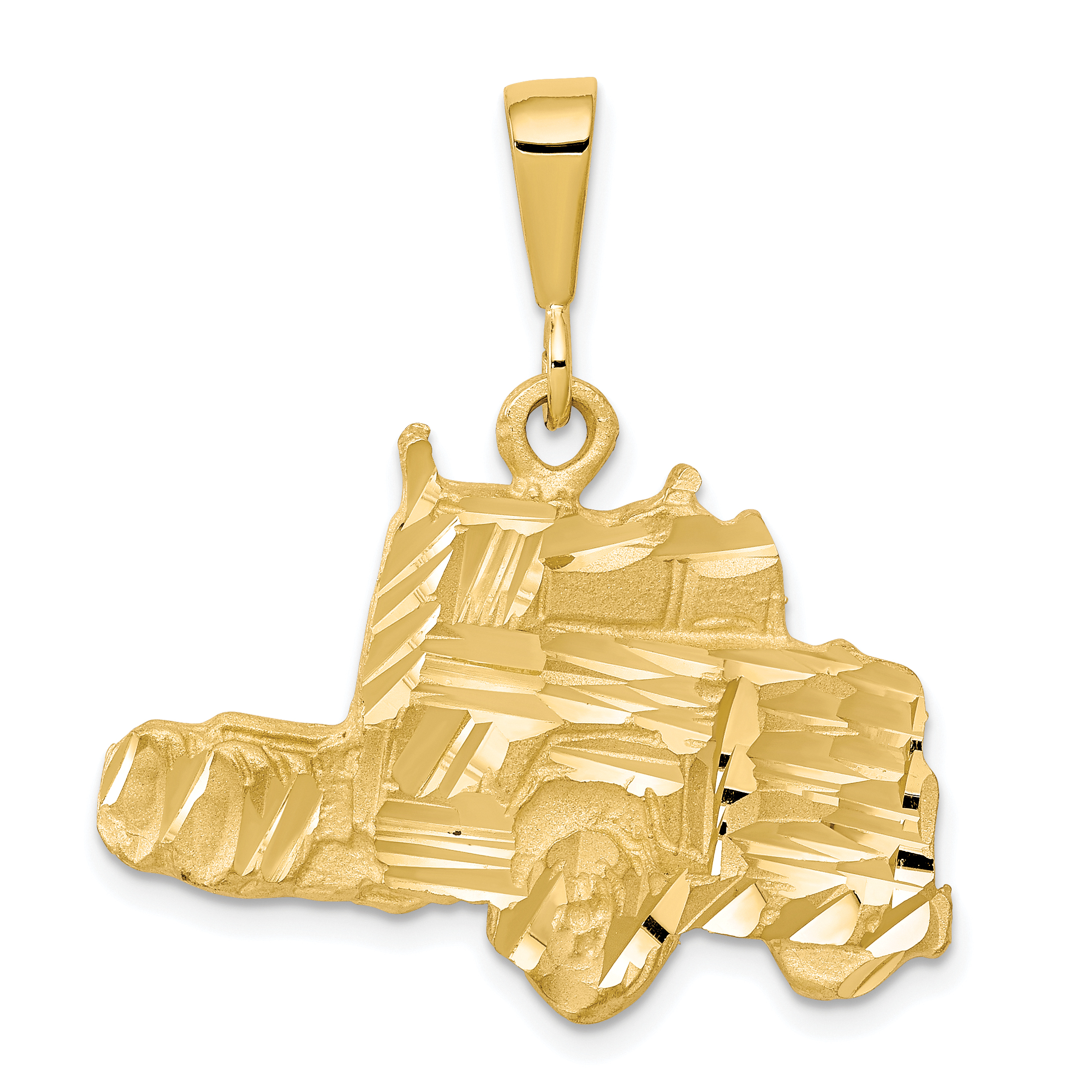 10k Solid Diamond-cut Semi Truck Charm (10C754)