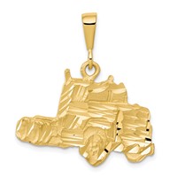 10K Solid Diamond-cut Semi Truck Charm view 1