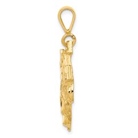 10K Yellow Gold Solid Diamond-cut Semi Charm with Trailer view 2
