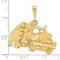 10K Yellow Gold Solid Diamond-cut Semi Charm with Trailer view 3