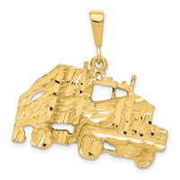 10K Yellow Gold Solid Diamond-cut Semi Charm with Trailer view 1