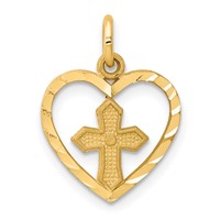 10K Yellow Gold Cross in Heart Charm view 1