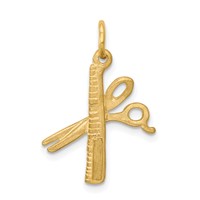 10K Yellow Gold Satin Diamond-cut Comb and Scissors Charm view 4