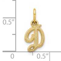 10K Yellow Gold Small Script Initial D Charm view 3