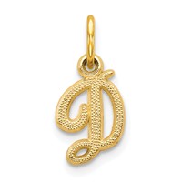 10K Yellow Gold Small Script Initial D Charm view 1