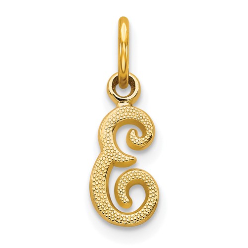 10K Yellow Gold Small Script Initial E Charm