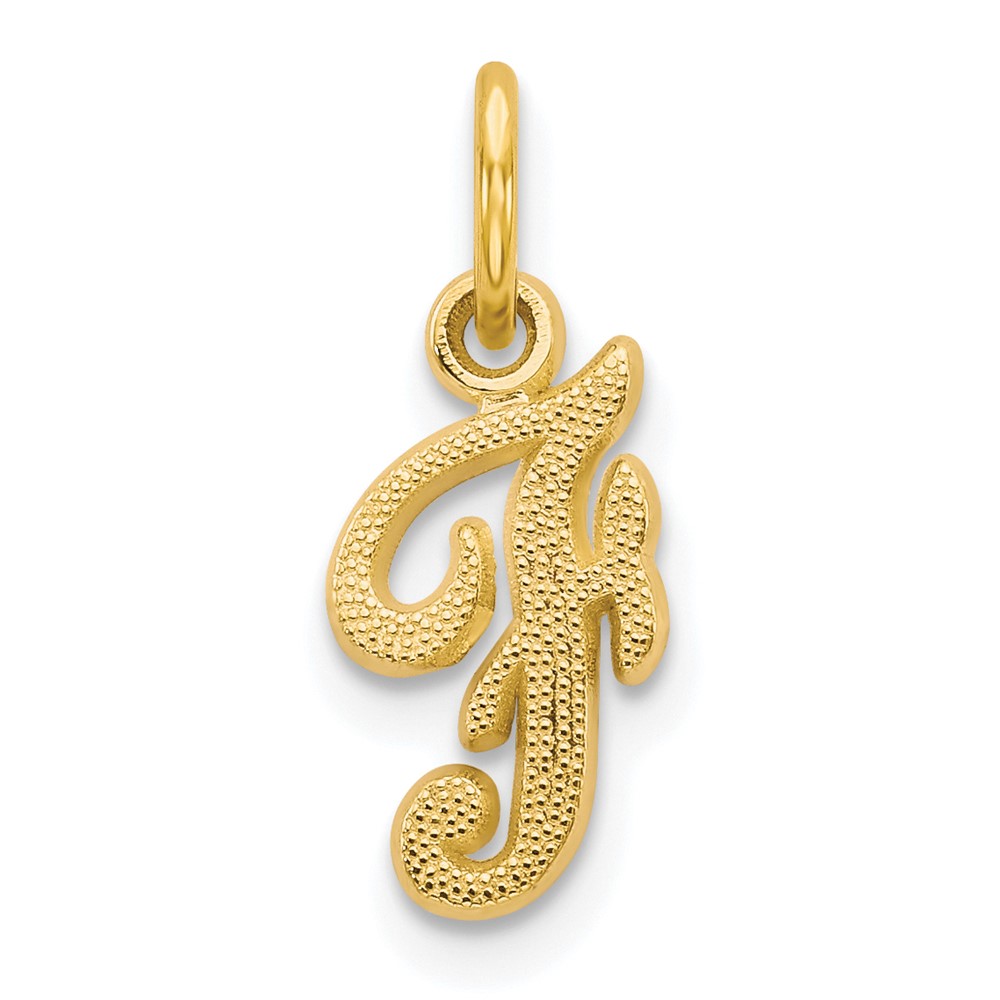 10K Yellow Gold Small Script Initial F Charm
