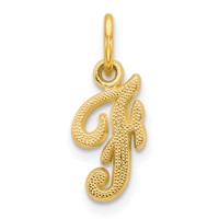 10K Yellow Gold Small Script Initial F Charm view 1