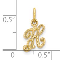 10K Yellow Gold Small Script Initial H Charm view 3