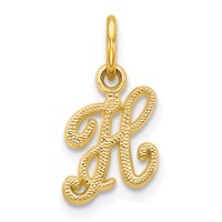 10K Yellow Gold Small Script Initial H Charm view 1