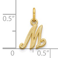 10K Yellow Gold Small Script Initial M Charm view 3