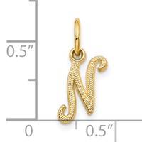 10K Yellow Gold Small Script Initial N Charm view 3