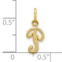 10K Yellow Gold Small Script Initial P Charm view 3