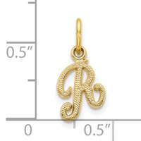 10K Yellow Gold Small Script Initial R Charm view 3