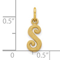 10K Yellow Gold Small Script Initial S Charm view 3