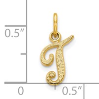 10K Yellow Gold Small Script Initial T Charm view 3