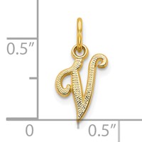 10K Yellow Gold Small Script Initial V Charm view 3