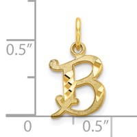 10K Yellow Gold Small Diamond-cut Initial B Charm view 3