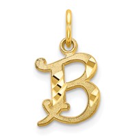 10K Yellow Gold Small Diamond-cut Initial B Charm view 1