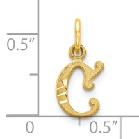 10K Yellow Gold Small Diamond-cut Initial C Charm view 3