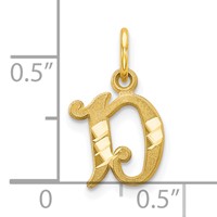 10K Yellow Gold Small Diamond-cut Initial D Charm view 3