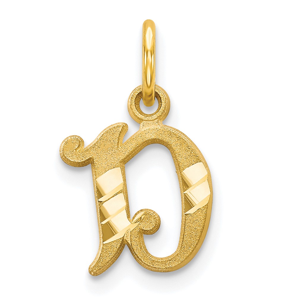 10K Yellow Gold Small Diamond-cut Initial D Charm