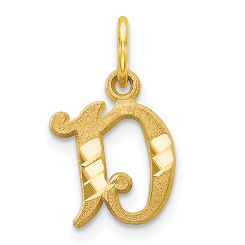 10K Yellow Gold Small Diamond-cut Initial D Charm