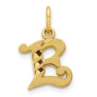 10K Small Diamond-cut Initial E Charm view 1