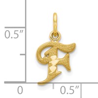 10K Yellow Gold Small Diamond-cut Initial F Charm view 3