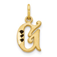 10K Yellow Gold Small Diamond-cut Initial G Charm view 1
