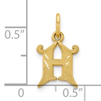 10K Yellow Gold Small Diamond-cut Initial H Charm view 3