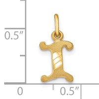 10K Yellow Gold Small Diamond-cut Initial I Charm view 2