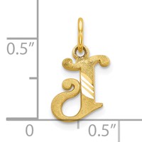 10K Small Diamond-cut Initial J Charm view 3