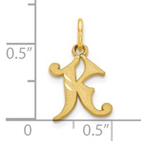 10K Yellow Gold Small Diamond-cut Initial K Charm view 3