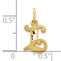 10K Yellow Gold Small Diamond-cut Initial L Charm view 3